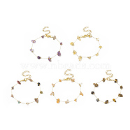 Natural Mixed Gemstone Chips Beaded Bracelet, Golden 316 Surgical Stainless Steel Jewelry for Women, 6-7/8 inch(17.5cm)(BJEW-JB09941)