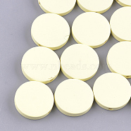 Natural Wooden Beads, Dyed, Flat Round, Light Goldenrod Yellow, 20x5mm, Hole: 1.4mm(X-WOOD-S045-036B-02)