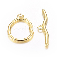 Alloy Toggle Clasps, Cadmium Free & Nickel Free & Lead Free, Golden, Size: Oval: about 25mm wide, 36mm long, 3mm thick, hole: 3mm, Bar: about 10mm wide, 49mm long, hole: 3mm(PALLOY-G013-G)