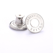 Alloy Button Pins for Jeans, Nautical Buttons, Garment Accessories, Round with Word, Platinum, 17mm(PURS-PW0009-01J-01P)