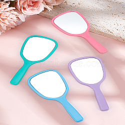 4Pcs 4 Colors Glass Handheld Mirrors, Cosmetic Hand Mirror with Plastic Handle, Mixed Color, 18x8x0.6cm, 1pc/color(AJEW-LP0002-97)