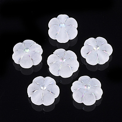 Transparent Acrylic Bead Rhinestone Settings, AB Color Plated, Frosted, Flower, Clear, Fit for 2mm Rhinestone, 10.5~11x10x5mm, Hole: 1.4mm, about 1400pcs/500g(TACR-T003-11)