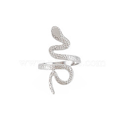 304 Stainless Steel Snake Wide Open Cuff Ring for Women, Stainless Steel Color, US Size 6 3/4(17.1mm)(X-RJEW-S405-160P)