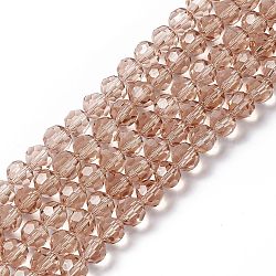 Glass Beads Strands, Faceted(32 Facets), Round, BurlyWood, 8mm, Hole: 1.5mm, about 66~67pcs/strand, 15.12 inch~15.35 inch(38.4~39cm)(EGLA-J042-8mm-21)