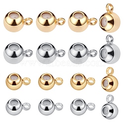 40Pcs 4 Style Brass Tube Bails, Loop Bails, Bail Beads, with CCB Plastic Inside, Long-Lasting Plated, Rondelle, Platinum & Golden, 6~7x4~5x3.5~3.8mm, Hole: 1mm, 10pcs/color(KK-SZ0006-39)