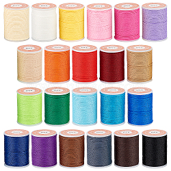 Waxed Polyester Cord, Twisted Cord, Mixed Color, 1mm, about 11m/roll, 22 colors, 1roll/color, 22rolls/set(YC-OC0001-02)