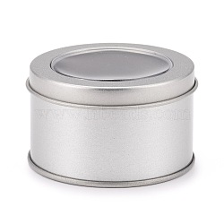 Iron Tins Cans, Storage Box Containers, with Lid and Clear Window, Round, Platinum, 6.9x4cm(CON-WH0038-B01)
