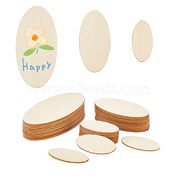 Oval Wooden Sheets, Wheat, 40~80x20~40x1.5mm, 3pcs/set(WOOD-WH0030-34)