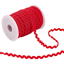 50M Polyester Wave Ribbon, for Clothes Accessories, Red, 1/4 inch(8mm), about 54.68 Yards(50m)/Set(OCOR-AR0001-93)