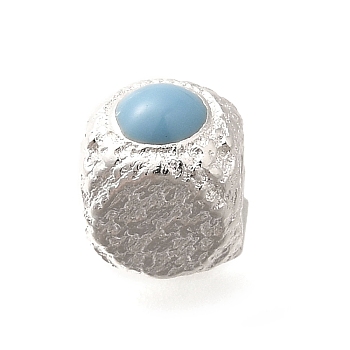 925 Sterling Silver Enamel Beads, Silver Color Pated, Cube, Light Blue, 5.5x4.5x4.5mm, Hole: 1.6mm