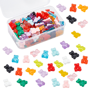 Nbeads 140Pcs 14 Colors Resin Cabochons, Bear, Mixed Color, 20x15x6~7mm, 10pcs/color