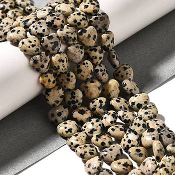 Natural Dalmatian Jasper Beads Strands, Heart, 10.5x10.5~11.5x4.5~5mm, Hole: 0.7~1mm, about 38~40pcs/strand, 36.8~42.6cm