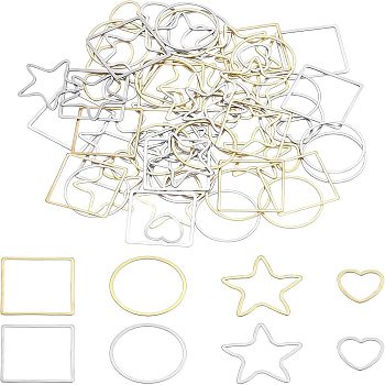 Unicraftale 80Pcs 8 Style 304 Stainless Steel Linking Ring, Mixed Shapes, Mixed Color, 10pcs/style