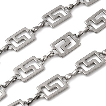 304 Stainless Steel Rectangle Link Chains, Unwelded, Stainless Steel Color, 17x8.5x1mm