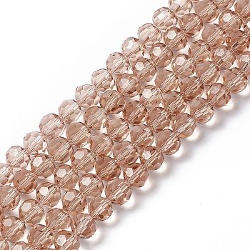 Glass Beads Strands, Faceted(32 Facets), Round, BurlyWood, 8mm, Hole: 1.5mm, about 66~67pcs/strand, 15.12 inch~15.35 inch(38.4~39cm)