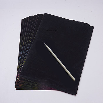 Magic Drawing Paper, DIY Scratchbook Scratch Stickers, Black Cardboard Stationery Drawing Toy, Black, 297x200~210x3mm, 10pcs/bag