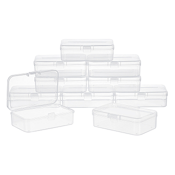 Transparent Plastic Bead Containers, with Hinged Lids, Rectangle, Clear, 8.5x5.5x2.6cm