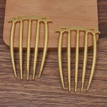 Alloy Hair Comb Findings, with Loops, Golden, 72x48mm