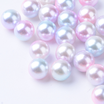 Rainbow Acrylic Imitation Pearl Beads, Gradient Mermaid Pearl Beads, No Hole, Round, Pink, 8mm, about 2000pcs/bag