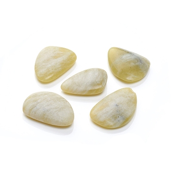 Natural Lemon Jade Beads, No Hole/Undrilled, Teardrop, 37~42.5x25~30x8~9.5mm
