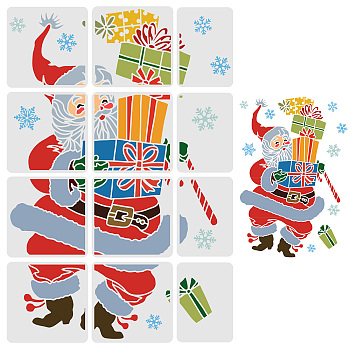 PET Drawing Painting Stencils Templates Sets, Santa Claus, Mixed Color, 297~300x210~300mm, 12pcs/set