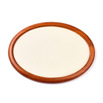 Oval Wood Pesentation Jewelry Display Tray, Covered with Microfiber, Coin Stone Organizer, Antique White, 30x22x1.8cm