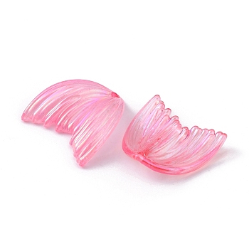 Fishtail Shape Transparent Acrylic Pendants, AB Color, Hot Pink, 27.5x25.5x5mm, Hole: 1.8mm