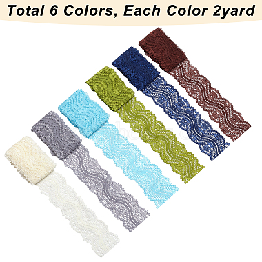 12 Yards 6 Colors Polyester Elastic Lace Trim(SRIB-GF0001-20A)-2