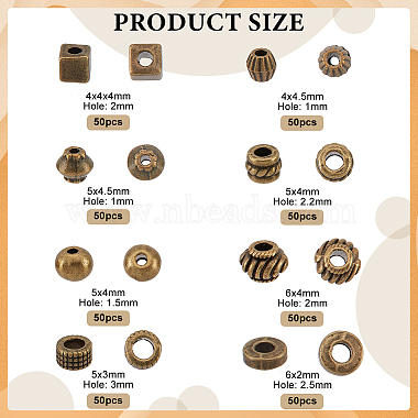 400Pcs 8 Styles Tibetan Style Alloy Spacer Beads(FIND-NB0003-35)-2