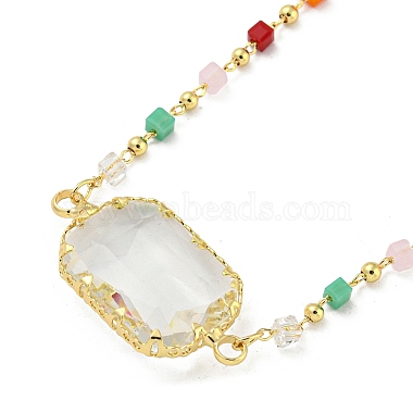 colliers plastrons en perles de verre rectangulaires à facettes(NJEW-R263-06G)-2