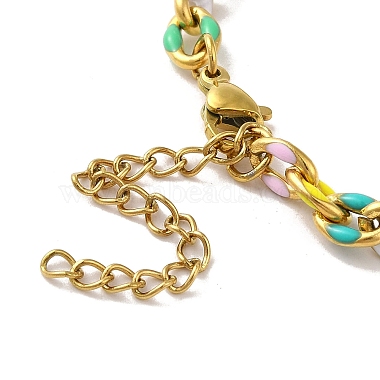 304 bracelets à chaîne ovale colorée en acier inoxydable et émail pour femmes(BJEW-B079-02G)-3