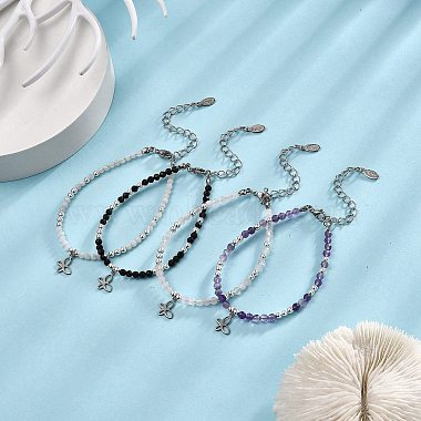 4Pcs 4 Style 304 Stainless Steel Butterfly Charm Bracelets Set(BJEW-JB09319)-6