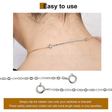 SUNNYCLUE 3Pcs 3 Style Rhodium Plated 925 Sterling Silver Chain Extender(FIND-SC0001-61P)-5