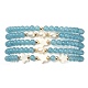 5Pcs 5 Style Natural Dyed White Jade & Pearl & Shell Star Beaded Stretch Bracelets Set(BJEW-JB09495-05)-3