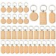 30Pcs 3 Style Rectangle/Flat Round Wooden Blank Engravable Tags Keychain(KEYC-YW0001-08)-1