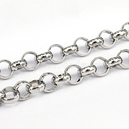 304 Stainless Steel Rolo Chains, Belcher Chains, Unwelded, Stainless Steel Color, 8x3mm(CHS-L001-28-8mm)