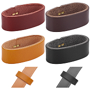 WADORN 4Pcs 4 Colors Cowhide Leather Loop Keepers, Waist Belt Buckle, Oval, Mixed Color, 47x24x15mm, Inner Diameter: 41x17.5mm, 1pc/color(FIND-WR0010-63)