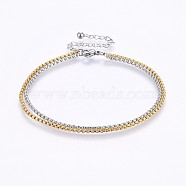 304 Stainless Steel Multi-strand Bracelets, with Lobster Claw Clasps and Box Chain, Golden & Stainless Steel Color, 7-7/8 inch(20cm)(BJEW-H574-03GP)