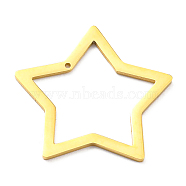 304 Stainless Steel Pendants, Hollow, Star Charm, Real 14K Gold Plated, 21x22x1mm, Hole: 0.8mm(STAS-B044-02G)
