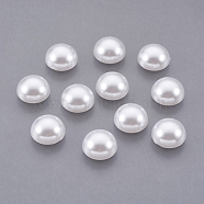 ABS Plastic Imitation Pearl Cabochons, Half Round, White, 10x5mm(X-SACR-S738-10mm-Z9)