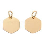 201 Stainless Steel Charms, Manual Polishing, Hexagon, Golden, 11.5x10.5x1mm, Hole: 3.5mm(STAS-S105-T626-2)