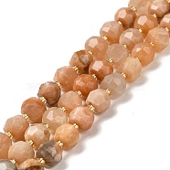 Natural Sunstone Beads Strands, with Seed Beads, Faceted Rondelle, 7~8x5~6mm, Hole: 1mm, about 45~46pcs/strand, 14.57''~14.96''(37~38cm)(G-P508-A21-01)