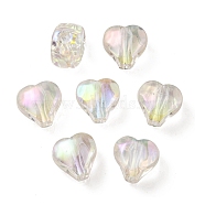 UV Plating Rainbow Iridescent Acrylic Beads, Two Tone Bead in Bead, Heart, Medium Purple, 11x11.5x8mm, Hole: 3mm(OACR-F004-05G)