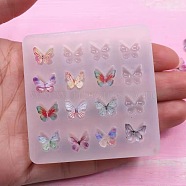 Butterfly Shape DIY Food Grade Silicone Molds, Fondant Molds, For DIY Cake Decoration, Chocolate, Candy, UV Resin & Epoxy Resin Jewelry Making,, White, 56x56x7mm, Inner Diameter: 8x9mm(AJEW-A033-01)