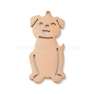 Ion Plating(IP) 304 Stainless Steel Pendants, Laser Cut, Dog Charm, Rose Gold, 39.5x18x1.5mm, Hole: 1.5mm(STAS-K270-13RG)