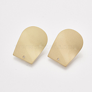 Iron Stud Earring Findings, with Steel Pins and Hole, Matte Gold Color, 27x21mm, Hole: 1.4mm, Pin: 0.7mm(IFIN-S703-29)