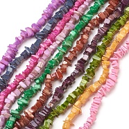 Spray Painted Freshwater Shell Beads Strands, Chip, Mixed Color, 7~8mm, Hole: 0.5~1mm, about 36 inch(91.4cm)(BSHE-L037-08)