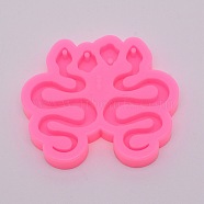 DIY Snake Keychain Silicone Molds, Resin Casting Molds,  For UV Resin, Epoxy Resin Craft Making, Hot Pink, 65x56x9mm(DIY-WH0183-53)