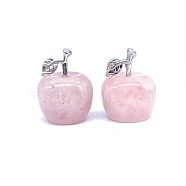 Apple Natural Rose Quartz Display Decorations, Christmas Ornaments, for Party Gift Home Decoration, 20mm(XMAS-PW0001-079C)