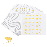 Paper Self Adhesive Cartoon Stickers, for Envelopes, Bubble Mailers and Bags Decor, Gold, Cow Pattern, 7.8x9x0.02cm(DIY-WH0283-20B-04)